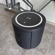 Mesita de noche inteligente con carga inalámbrica de 15W, iluminación LED de 3 colores y 2 cajones de almacenamiento