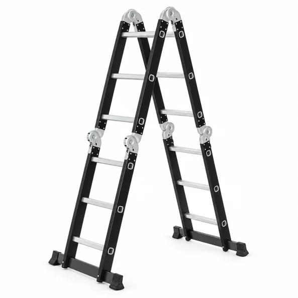 Scara multifunctionala 4x3 trepte  – cadru din otel, trepte din aluminiu