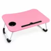 Masă pliabilă pentru laptop, 60x40x28cm, roz – Design modern din MDF și metal
