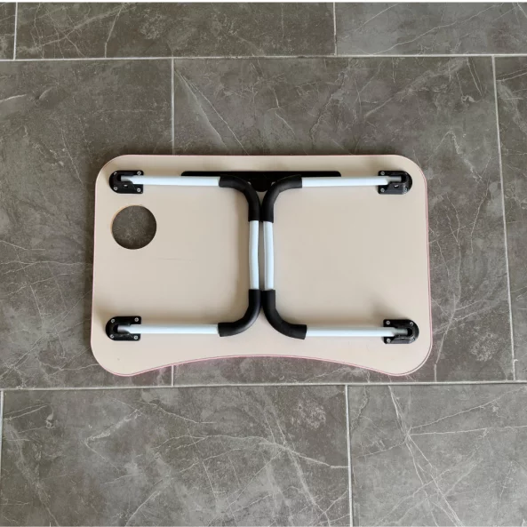 Masă pliabilă pentru laptop, 60x40x28cm, roz – Design modern din MDF și metal