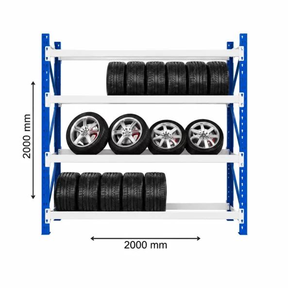 Estantería profesional para almacenamiento de neumáticos H2000xL2000xL600, 800 kg – ¡PRODUCTO REACONDICIONADO!