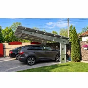 Cochera fotovoltaica 2 plazas, acero galvanizado, 6kW +15 Longi Panels LR5-54 HPH 410 M