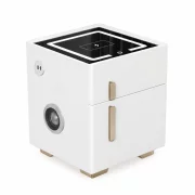 Интелигентно нощно шкафче с безжично зареждане, LED осветление, 1 чекмедже за съхранение, сейф, USB и Type-C портове и Bluetooth високоговорител 10W – бяло, модерен дизайн от стъкло и дърво