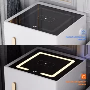 Интелигентно нощно шкафче с безжично зареждане, LED осветление, 1 чекмедже за съхранение, сейф, USB и Type-C портове и Bluetooth високоговорител 10W – бяло, модерен дизайн от стъкло и дърво