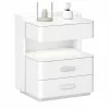 Noptieră inteligentă cu încărcare wireless, iluminare LED, sertar de depozitare și seif integrat – culoare alb