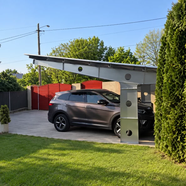 Carport fotovoltaic 2 locuri ,otel zincat, 6kW