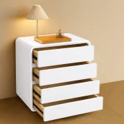 Comodă din MDF și piele PU – 4 sertare, 55x40x81 cm-White