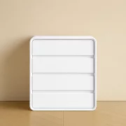 Comodă din MDF și piele PU – 4 sertare, 55x40x81 cm-White