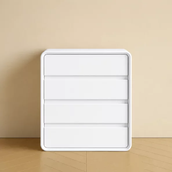 Comodă din MDF și piele PU – 4 sertare, 55x40x81 cm-White