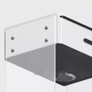 Noptiera inteligenta cu incarcare wireless, iluminare LED, 1 sertar de depozitare, difuzor Bluetooth si inchidere prin amprenta – alba, design modern din sticla si lemn