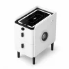 Noptiera inteligenta slim cu incarcare wireless, iluminare LED, difuzor Bluetooth, port USB &amp; Type-C si sistem cu amprenta – culoare alb, 2 sertare, design modern din sticla si lemn