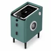 Mesita de noche inteligente slim con carga inalámbrica, iluminación LED, altavoz Bluetooth, puerto USB y Tipo-C y sistema de huella dactilar - color verde, 2 cajones, diseño moderno de vidrio y madera