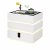 Noptieră inteligentă cu funcții smart și design elegant-iluminare LED ,3 sertare,încărcare wireless 15W,cod lock-WHITE