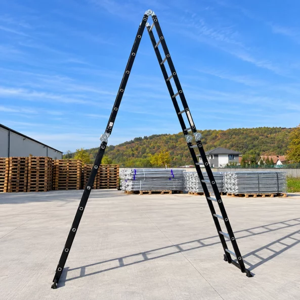 Scara multifunctionala 4x7 trepte - cadru din otel, trepte din aluminiu