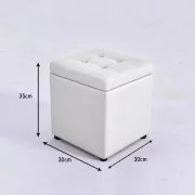 Табуретка с място за съхранение, 30x30x35см, Бяла – Модерен дизайн от MDF, плат и гъба