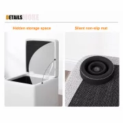 Табуретка с място за съхранение, 30x30x35см, Бяла – Модерен дизайн от MDF, плат и гъба