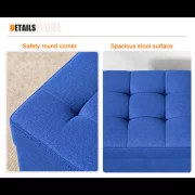 Taburet cu spațiu de depozitare, 30x30x35cm, Albastru – Design modern din MDF, PU și burete