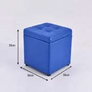 Taburet cu spațiu de depozitare, 30x30x35cm, Albastru – Design modern din MDF, PU și burete
