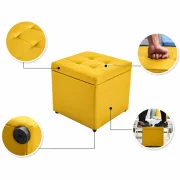 Taburet cu spațiu de depozitare, 30x30x35cm, Galben – Design modern din MDF, PU și burete