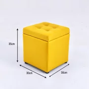 Taburet cu spațiu de depozitare, 30x30x35cm, Galben – Design modern din MDF, PU și burete