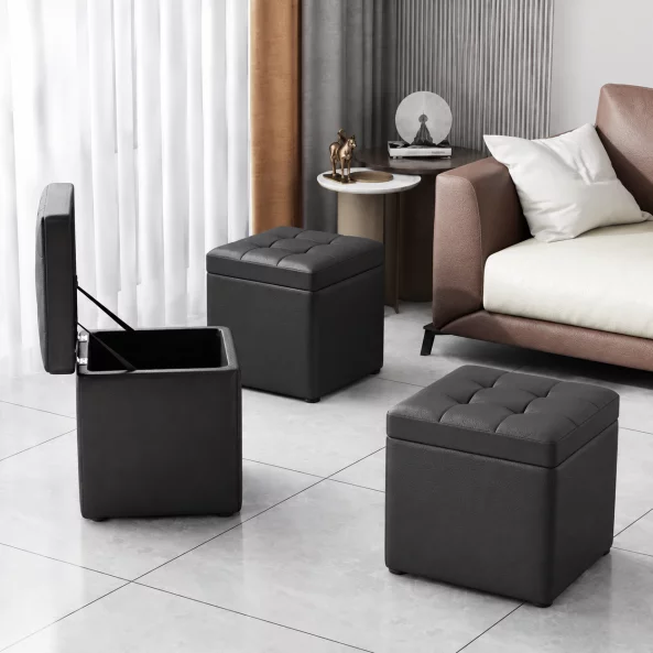 Samli tarolohellyel, 30x30x35 cm, fekete – Modern design MDF-bol, PU-bol es szivacsbol