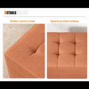 Taburet cu spațiu de depozitare, 30x30x35cm, Portocaliu – Design modern din material textil și burete