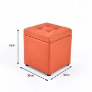 Taburet cu spațiu de depozitare, 30x30x35cm, Portocaliu – Design modern din MDF, PU și burete