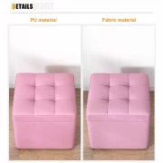 Taburet cu spațiu de depozitare, 30x30x35cm, Roz – Design modern din MDF, PU și burete