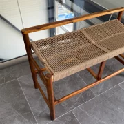 Banca din lemn de acacia cu sezut din franghie impletita, 100×41×65 cm