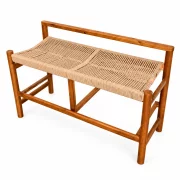 Banca din lemn de acacia cu sezut din franghie impletita, 100×41×65 cm
