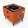 Mesita de noche inteligente con carga inalámbrica, altavoz Bluetooth, iluminación LED, 2 cajones, naranja